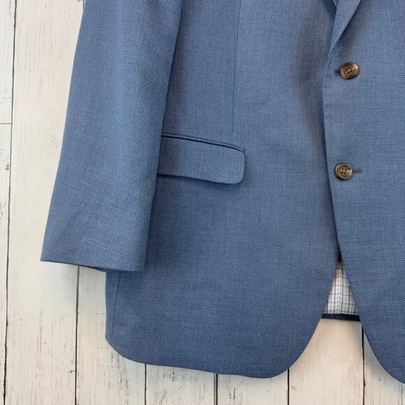 Lauren Ralph Lauren Blue Linen Blend 2 Button Single Breasted Blazer Size 42R - Picture 3 of 16